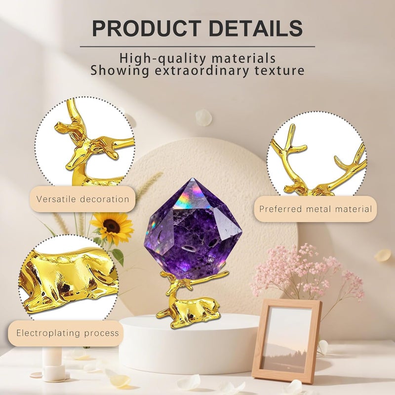 GeryVtee 6PCS Crystal Ball Stand Sphere Display Stand Metal Crystal Holder Balls Ornament Rack Holder Metal Base Christmas Elk Shape (Gold) - Image 3